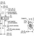 Technical diagram of Two Pack 20K Ohm 10 Turn Rotary Wirewound Potentiometers With A03 Knobs Model 3590S 2 203L