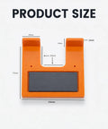 Pro Grade Rock Solid Magnetic Cabinet Hinge Jig With Exact Two Millimeter Gap Spacer Tool For Zero Headache Kitchen Cabinet Door Alignment And Furniture Projects size dimensions in millimeters with orange and black material.