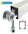 Box Rail Hanger Set 2 Pack With Double Wheel Rail Trolleys For Sliding Barn Doors Total Load Capacity 441 Lbs Zinc Coated Steel For Rust Resistance Smooth Quiet Operation And Durable Barn Door Hardware