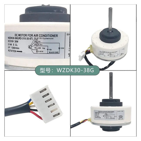 High Quality Brushless DC Motor For Air Conditioner Inverter Fan Replacement WZDK30 38G RD310 30 8T 310V 30W parts shown