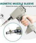 Pneumatic Decorative Nail Gun 7 16 Inch Deco Tack Nailer for Sofa Upholstery with magnetic muzzle sleeve detail.