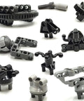 Close-up of components from Technical Car Suspension Building Kit With 144 Pieces Including Wheels Connectors Shock Absorbers