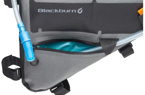 Close-up of Outpost Elite Frame Bike Bag For Road And Mountain Frames Medium Short Gray with dual external pockets and drain holes.