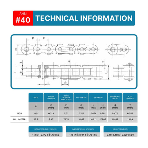 ANSI 40 Roller Chain Offset Links Half Link For Half Inch Pitch, 10 Pack, Ideal For Chain Length Adjustment, Repair, And Replacement On Single Strand Chains