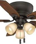 44 Inch Indoor Ceiling Fan With Lights Bronze Finish Low Profile Flush Mount Pull Chain Five Blades Perfect For Bedroom Living Room Or Kitchen No Remote Durant 53188 Maiden Bronze