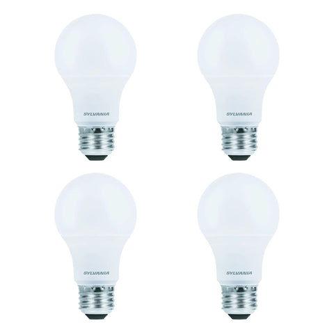 Bright White LED A19 Bulbs 9W Replace 60W Equivalent Pack Of 4 Dimmable Frosted Finish arranged in a grid