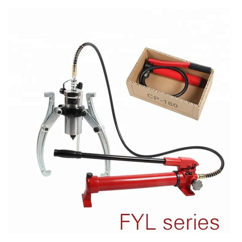 Beefy 20 Ton Hydraulic Wheel And Bearing Puller With 2 Or 3 Jaw Options, metal dual and triple claw hydraulic tool, red pump handle