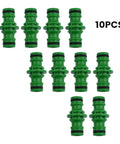 10 Pack Double Male Hose Pipe Connectors In ABS Plastic With Quick Fix Snap On Design, Rubber O-Ring Seals For Easy Garden Watering