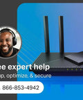 AX1800 WiFi 6 Router Archer AX21 V5 Dual Band Gigabit Internet With Easy Mesh, shown with expert support contact.