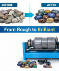 Electric Tumbler Kit for Polishing Stones, Rocks, Glass, and Metals, 15Lb Single Barrel Polisher with before and after results