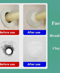 Before and after use of 10 Pack Premium Waterproof Wall Repair Sealing Clay Duct Seal for Wall Holes Air Conditioning and Drain Pipes