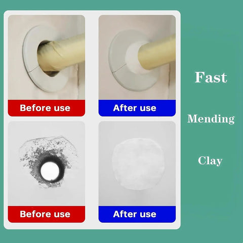 Before and after use of 10 Pack Premium Waterproof Wall Repair Sealing Clay Duct Seal for Wall Holes Air Conditioning and Drain Pipes