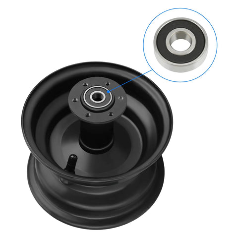 6201RS Front And Rear Wheel Bearing Kit for Mini Bikes and Go Karts, detail view of sealed bearing in wheel rim
