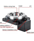 CNC Hollow Rotary Table With 360 Degree Indexing Plate And Four Axis Smooth As Butter Rotation Built Tough close-up of rotating platform features and labels.