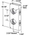 Diagram of Stainless Steel Door Lock Reinforcement Plate for 1 3 4 Inch Doors, showing dimensions and non recessed design