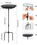 Sturdy Standing Bird Feeder Bowl On A 29.1 Inch Iron Stand assembly steps and dimensions diagram for outdoor decor.