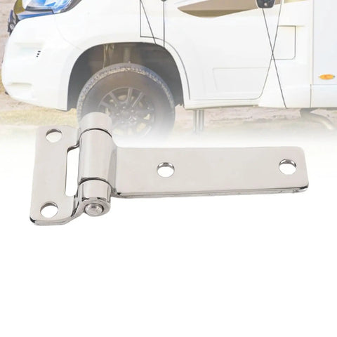 304 Stainless Steel T Shape Door Hinge for RVs and yachts, shown against a parked RV background