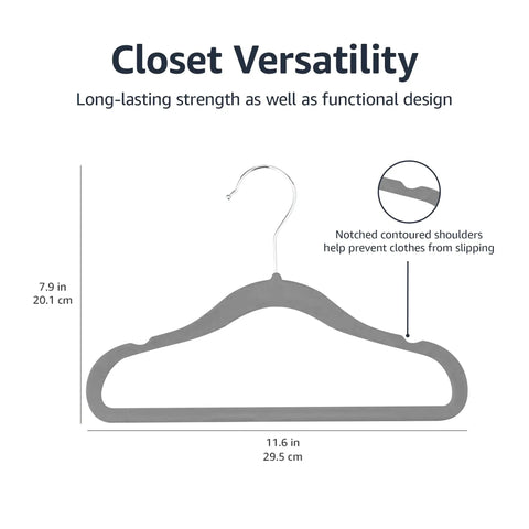 Knockout Kids Clothes Hangers With Velvet Non Slip Grip And Smart Shoulder Notches Gray 50 Pack Hella Space Saving Toddler Baby Closet Organizer Sturdy Reliable Design