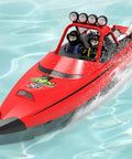 Red Next Level High Speed RC Jet Boat With Remote Control 2 Rechargeable Batteries And LED Lights racing in water