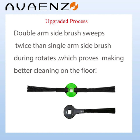Comparison of dual and single brush for Side Sweeping Dual Brush Replacement Parts For IQ AI EZ Robot Vacuum Cleaners Compatible With R101AE RV1001AE AV2501AE RV2502AE AV2501S R101 RV1000 AV992 AV911S EZ Robot Vacuum Cleaner