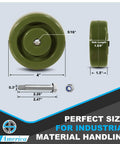 High Temperature Four Inch By One And A Half Inch Green Epoxy Caster Wheels For Bakery And Oven Racks Set Of 100 with bolt and nut