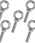 Five-pack of Workhorse Heavy Duty Lifting Shoulder Eye Bolts One Quarter Inch By Twenty UNC Marine Grade 304 Stainless Steel Threaded