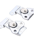 Heavy Duty 2Pc Toggle Latch Catches For Secure Wooden Box And Flight Case Protection With Spring Draw Keeper Plus Twist Lock Clamps Size 52 By 38mm, metal latches in silver.