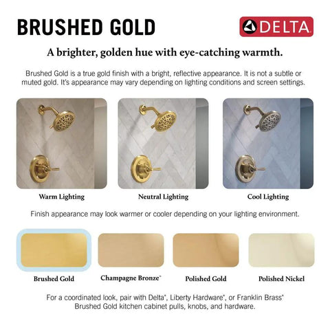 Clean Brushed Gold Five Setting Bathtub And Shower Faucet Set With Powerful Rainfall Shower Head And Easy Grip Handle Trim Valve Fixture Rough Sold Separate Totally Fresh Bathroom Upgrade Vibe
