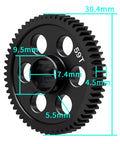 Steel Main Gear RC 59T 0.5M Spur Gear Upgrade for ARRMA 1/18 Granite showing dimensions and details
