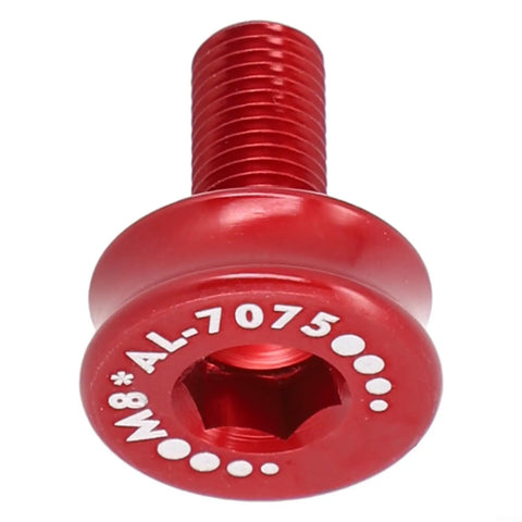 Red Lightweight Aluminum Alloy Bicycle Crank Arm Bolt M8 Thread for Square Taper Bottom Bracket, Water Resistant