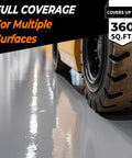 Reflective gray floor coated with Self Leveling Epoxy Floor Coating Kit Three Gallon 100 Percent Solids Gray High Gloss Industrial Grade