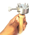 Universal Peg Clamp Work Holder Vise Tool With 8 Pins And 60 Holes On A 2 Inch Aluminum Face, handheld with removable handle
