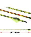 Carbon Hunting Arrows For Compound And Recurve Bow, 30 Inch Shafts With 300 340 350 400 Spine, Camouflage Finish, Close-up View