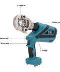 Sorandy 60KN Electric Hydraulic Crimping Tool, featuring crimping die, LED indicator light and start switch for precise connections.