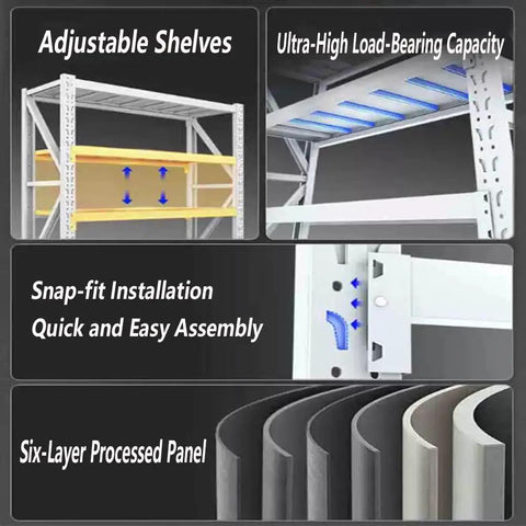 Heavy Duty Industrial Shelving Unit Tough As Nails Four Tier Garage Storage Rack With Premium Powder Coated Cold Rolled Steel Finish For Warehouse Workshop Project Massive Storage Rack