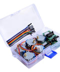 5 Pack Geared Stepper Motors 28BYJ-48 5V with ULN2003 Driver Board, Dupont Wires, and Ribbon Cables in storage box for robotics projects