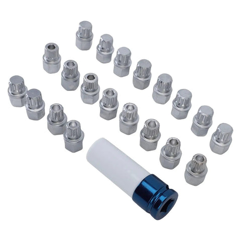 Heavy Duty 21 Piece Lug Nut Key Kit With Wheel Lock Socket Adapter And Removal Tools For Automotive Service, 20 sockets and adapter
