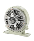 Magnetic powder clutch brake with base, DC24V, green housing and protruding shaft