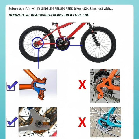 Diagram showing Horizontal Rearward-Facing Track Fork End for Adjustable Training Wheels For Kids Bike 14 16 18 Inches