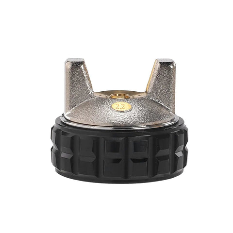 Close-up of adjustable nozzle component for Double Nozzle Spray Gun With Dual Heads For Two Component And Dual Color Coatings Mirror Finish Silver