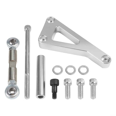 Premium Sbc Alternator Bracket Kit Fits Chevy 350 V8 Long Water Pump Serpentine Belt Setup, silver metal hardware