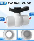 2-Pack One And One-Half Inch Slip PVC Ball Valves With Double Socket Full-Flow Port DIY Friendly Water Shut Off Valve display
