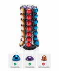 Nespresso Vertuo Pod Holder Carousel Stand 360 Degree Spinning Coffee Capsule Organizer for 60 Pods Black Rack