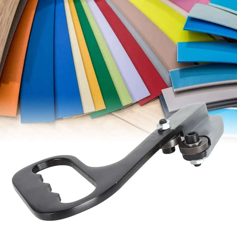 Manual Hand Pull Sheet Cutter For Metal And Plastic No Power Needed. Portable cutter with colorful sheet samples.