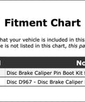 Fitment chart for Ram 1500 Rear Disc Brake Caliper Pin Kit Replacement For 2011 To 2018 Models, OE Quality