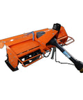 3 Point Rotary Tiller Attachment For Cat 1 Tractors With PTO Drive And 540 RPM Gearbox, side view showing tines and gearbox