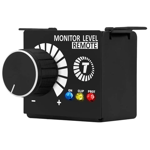 Monitor Level Remote Controller For Car Audio Amplifiers with volume dial, bass knob, LED indicators, compact black
