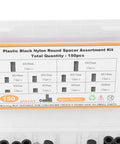 150 Piece Nylon Spacer Set Assortment For DIY And Pro Projects Black Round Post Spacers Plastic Washer Shims For Screws Hardware Standoff Kit Durable Lightweight Spacing Solutions, 6x3-25mm box