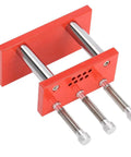 Pro Grade Watch Hand Setting Tool Kit With 3 Stainless Steel Pressing Heads for horology repair, red and silver hardware view