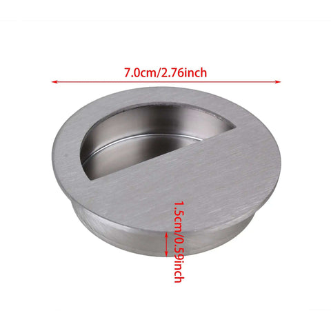 Concealed Stainless Steel Cabinet Door Knob Pull 78cm Length No-Fuss 2.76 Inch Circle Closet Handle Silver Finish Hidden Screws